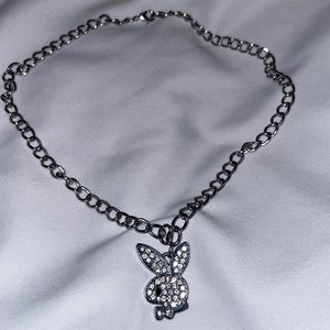 silver chain playboy necklace